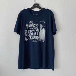 Bob Ross print and quote short sleeve blue t-shirt